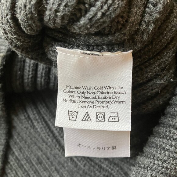 Eddie Bauer Sweater Mens L V-Neck Charcoal Gray Ribbed Heavyweight Australian - Picture 9 of 10